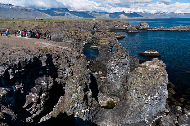 Arnarstapi rock formations of Iceland's coast stock photo