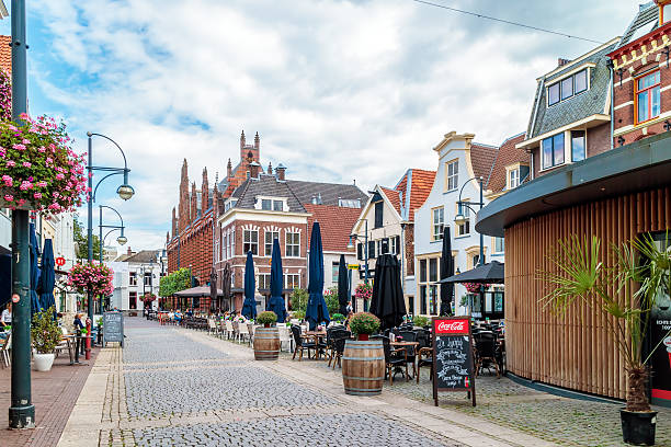 Arnhem city center with shops, bars and restaurants stock photo