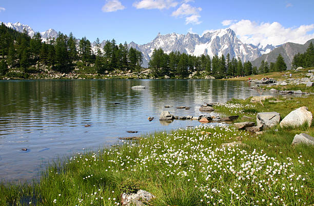Arpy Lake in Valle d'Aosta stock photo