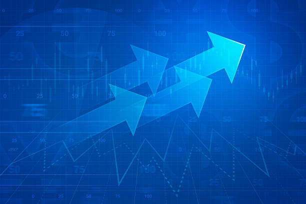Arrow on financial graph, success business concept stock photo