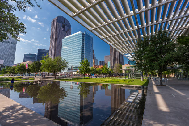 Art district in Dallas downtown, sunny day, Texas stock photo