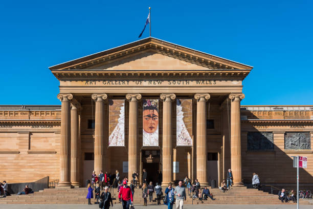Art Gallery of NSW with banner of Frida Kahlo exhibition on its facade stock photo