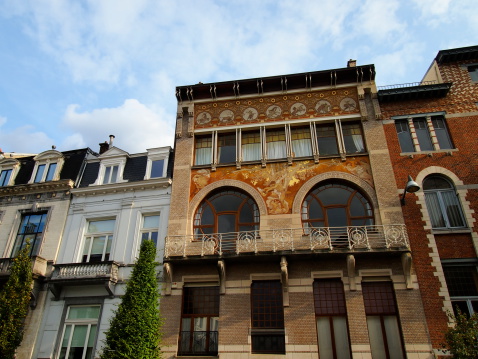 Brussels, Belgium - September 20, 2012: Exterior of the one of the Art Nouveau Buildings in Brussels. Great example of Art Nouveau Architecture and popular tourist destination.