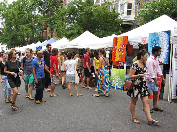 Art Vendors on a Side Street stock photo