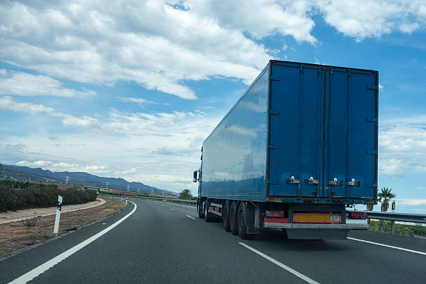 Articulated lorry on the road stock photo