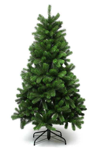 Artificial fir tree on stand stock photo