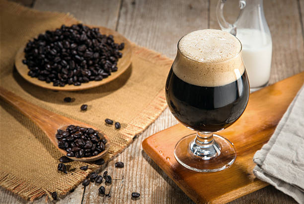 Artisan craft cold brew nitro gourmet coffee espresso coffee beans stock photo