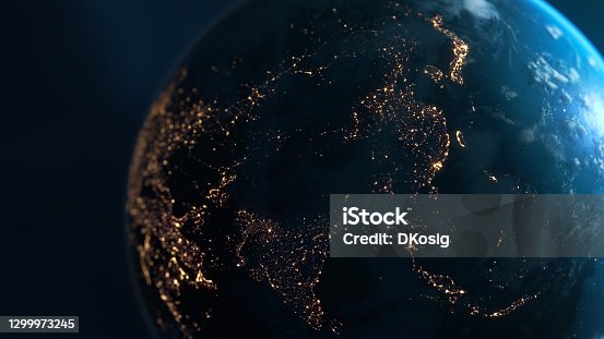 istock Asia At Night - Planet Earth, City Lights, Space 1299973245