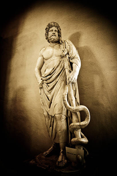 Asklepios marble statue at Epidaurus stock photo