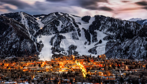 Aspen Colorado skyline Aspen skyline from an overlook in the winter colorado stock pictures, royalty-free photos & images