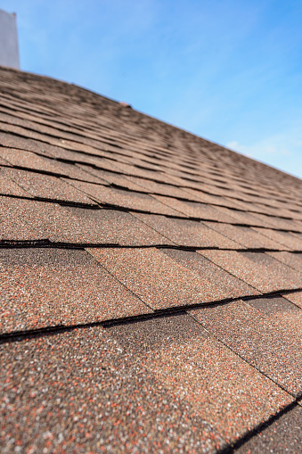 Asphalt Tile Roof On New Home Under Construction Stock Photo - Download