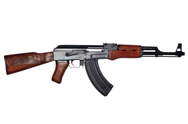 Assault rifle on white background stock photo