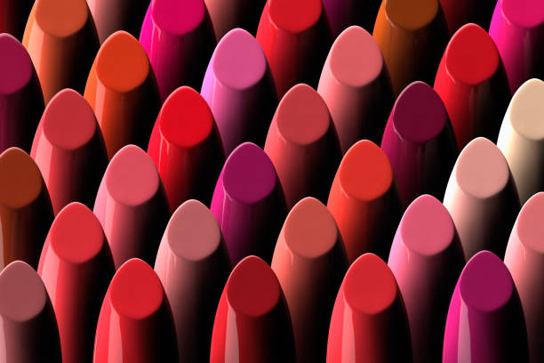 assorment of lipsticks 3D render of a large assorment of lipsticks make up stock pictures, royalty-free photos & images
