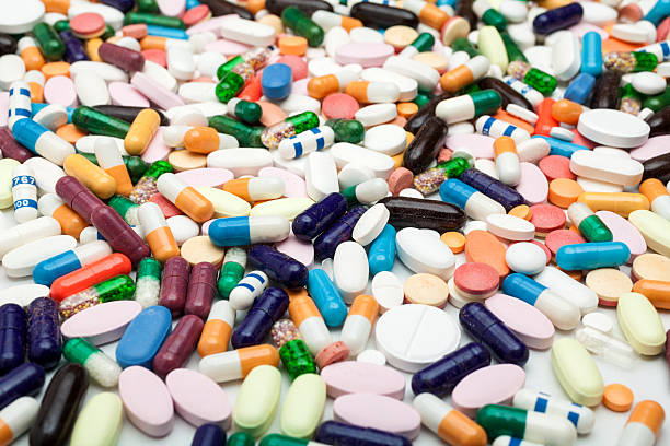 Assorted pills stock photo