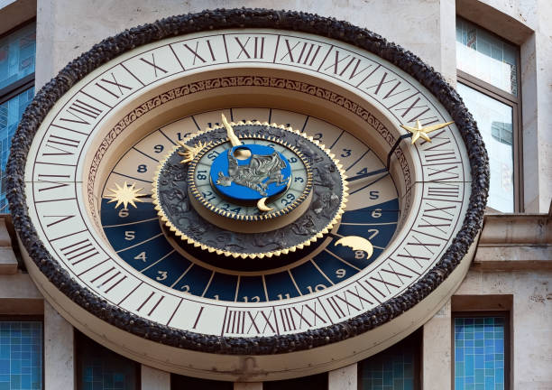 Astronomical Clock in Europe Square in the city of Batumi, Georgia stock photo