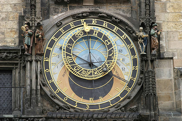 Astronomical clock in June stock photo