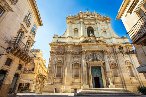 At the church Chiesa di Sant'Irene in Lecce Apulia Italy At the church Chiesa di Sant'Irene in Lecce Apulia Italy lecce stock pictures, royalty-free photos & images
