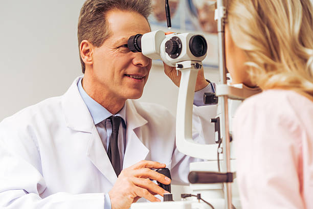 At the ophthalmologist stock photo