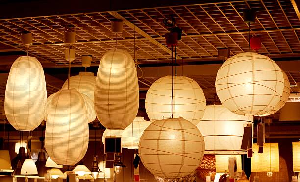 atmospheric luminous paper lamps atmospheric luminous paper lamps japanese lantern stock pictures, royalty-free photos & images