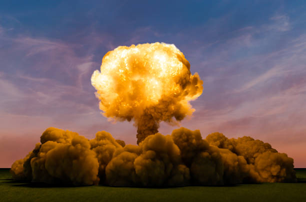 atoombom explosie, 3d-rendering - bomb stockfoto's en -beelden