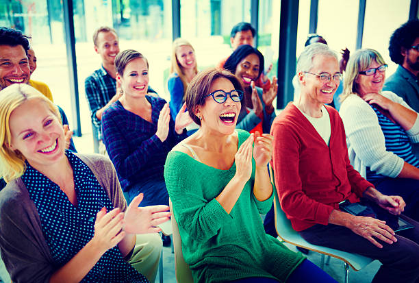 Audience Applaud Clapping Happines Appreciation Training Concept stock photo