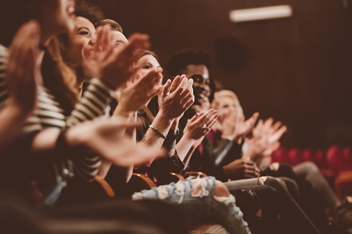 Audience Applauding In The Theater Stock Photo - Download Image Now - Theatrical Performance, Stage Theater, Audience - iStock