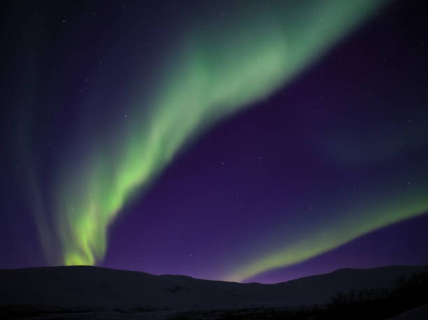 aurora borealis around Kilpis - 04 near Kilpisjärvi lake, in Lapland, Finland kilpisjarvi lake stock pictures, royalty-free photos & images