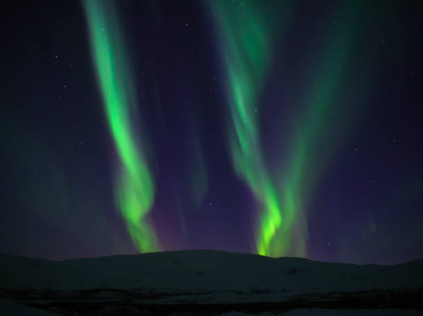 aurora borealis around Kilpis - 10 near Kilpisjärvi lake, in Lapland, Finland kilpisjarvi lake stock pictures, royalty-free photos & images