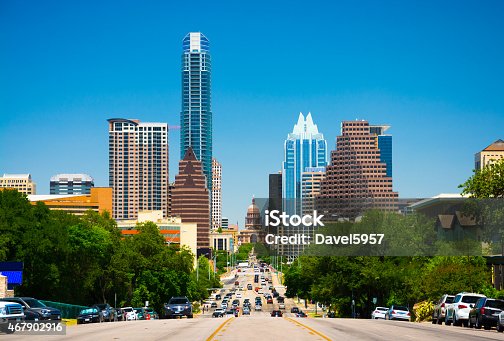 istock Austin skyline view with the Texas State Capitol 467902916