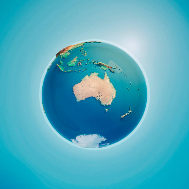 澳大利亞 3d 渲染行星地球 - 印尼 插圖 個照片及圖片檔