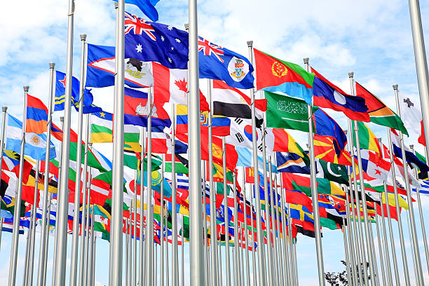 Australia and national flags stock photo