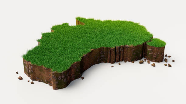 Australia country Grass and ground texture map 3d illustration stock photo