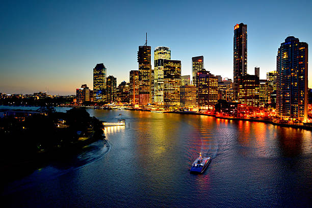 Australia Landscape : Brisbane city riverside skyline stock photo