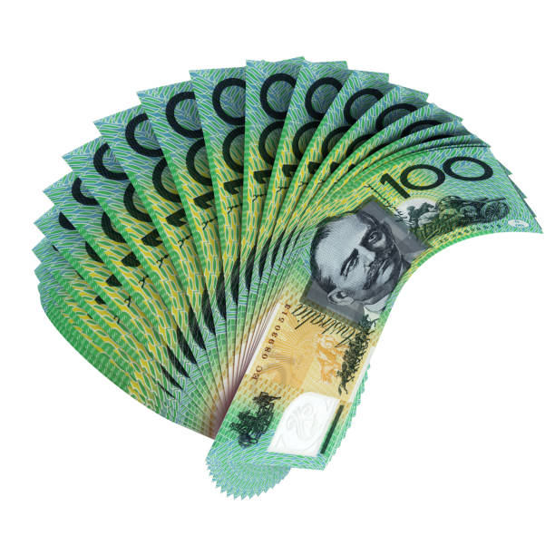 100 Australian Dollars Fan - 3d illustrations stock photo