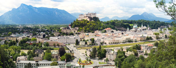 Austria, Salzburg, cityscape as seen from Kapuzinerberg stock photo