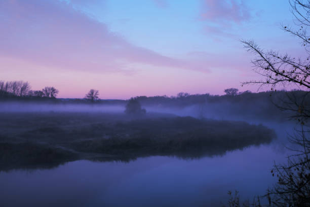 Photo of Autumn fog in the early morning over the river