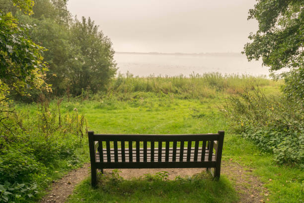 Autumn morning mist observation in Draycote Waters, Coventry, United Kingdom. stock photo
