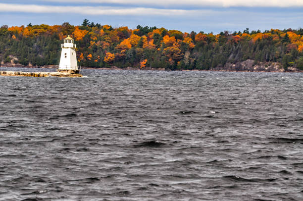 Autumn on Lake Champlain stock photo