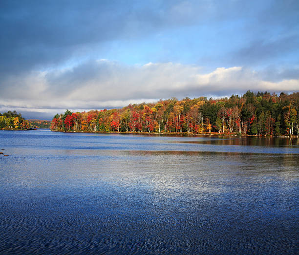 Autumn On Tupper Lake "An Autumn Morning On Tupper Lake In The Adirondack Mountains Of New York State, USA" tupper lake stock pictures, royalty-free photos & images