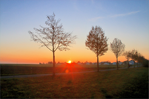 Photo taken in Germany. The picture shows an autumn sunset on the outskirts of Straubing.
