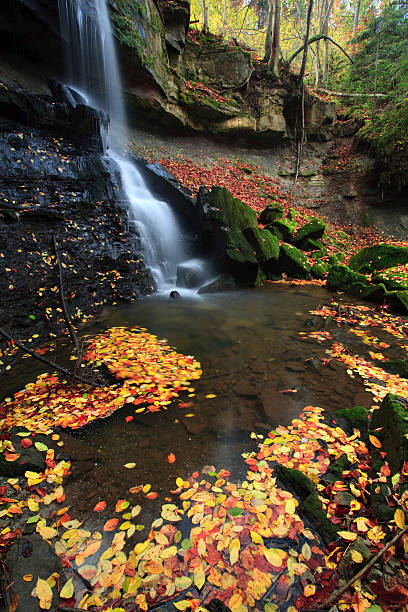 Autumn waterfall stock photo