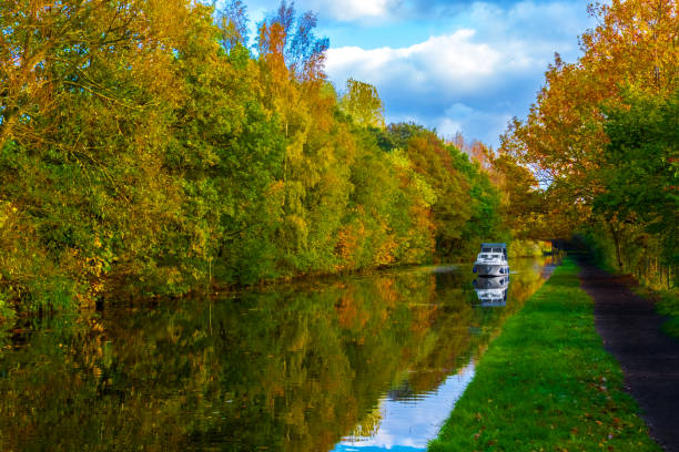 Autumnal Canal side Scene in the UK stock photo