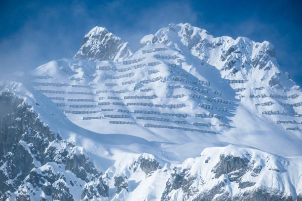 Avalanche Protection Barriers at the arlberg region, Vorarlberg, Austria, Europe Avalanche Protection Barriers lech valley stock pictures, royalty-free photos & images