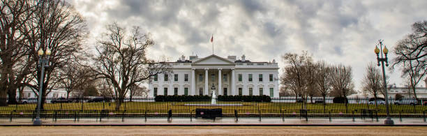 1600 PA Ave (Banner) The White House at 1600 Pennsylvania Avenue, probably America"u2019s most famous address. white house stock pictures, royalty-free photos & images