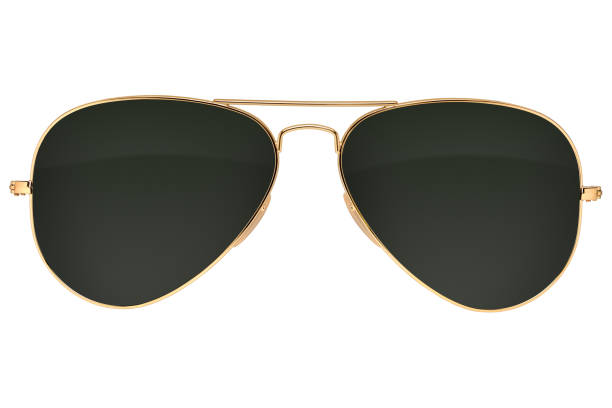 Aviator sunglasses isolated Gold frame aviator black sunglasses isolated on white background with clipping path sunglasses stock pictures, royalty-free photos & images