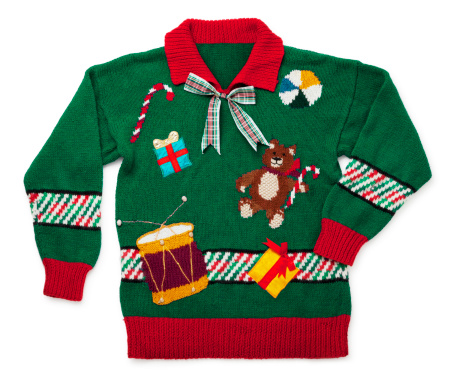 This is a really tacky Christmas sweater isolated on a white background. There is a clipping path included with this file.Click on the links below to view lightboxes.