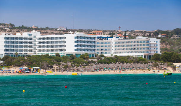 Ayia Napa seaside view at sunny summer day Ayia Napa seaside view at sunny summer day. It is a tourist resort town at the far eastern end of the southern coast of Cyprus famagusta stock pictures, royalty-free photos & images