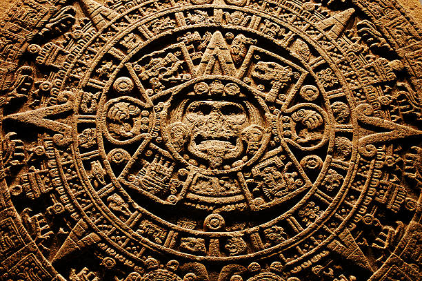 Aztec stone calendar stock photo