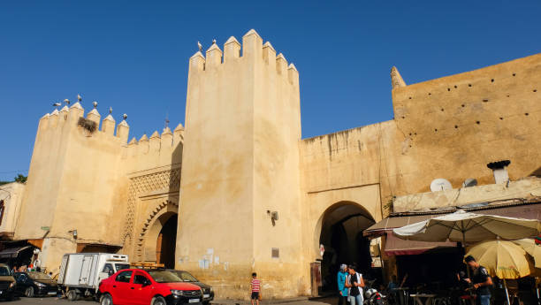 Bab Semmarine is the monumental southern gate of Fes el-Jdid, a part of the medina (old city) of Fes, Morocco stock photo