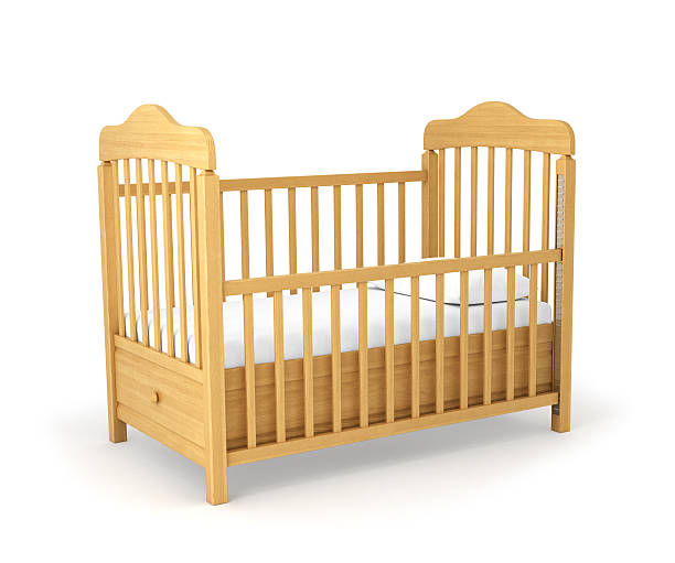 baby cot isolated under the white background - cradle to cradle stockfoto's en -beelden
